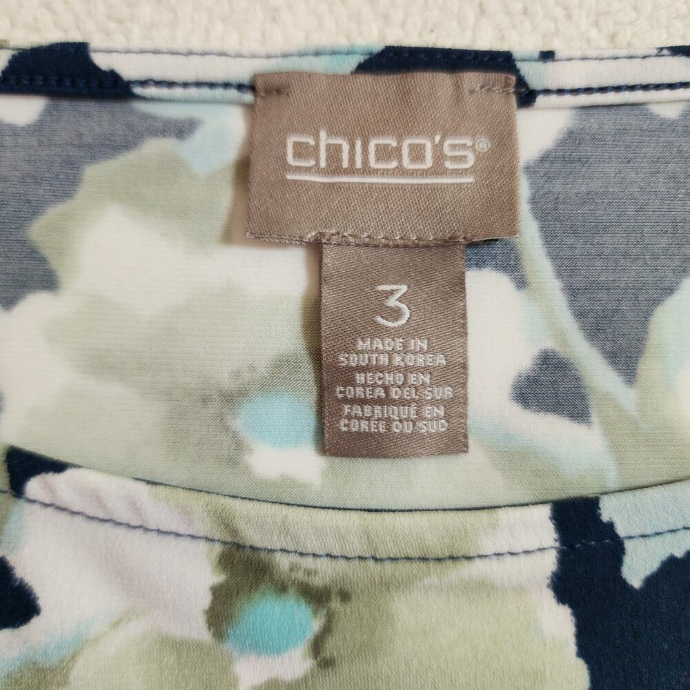 Chico's Size 3(16 US) Short Sleeve Watercolor Floral Pattern Knit Pullover Dress - Picture 6 of 10